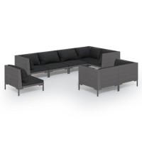 vidaXL 8 Piece Patio Lounge Set with Cushions Poly Rattan Dark Gray