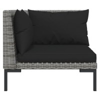 vidaXL 11 Piece Patio Lounge Set with Cushions Poly Rattan Dark Gray