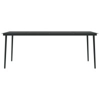 Vidaxl Patio Dining Table Black 78.7X39.4X29.1 Steel And Glass