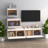 vidaXL TV Stands 4 Pcs White Solid Wood Pine