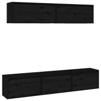 vidaXL TV Stands 5 pcs Black Solid Wood Pine