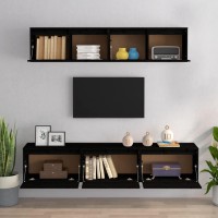 vidaXL TV Stands 5 pcs Black Solid Wood Pine