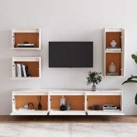 vidaXL TV Stands 6 Pcs White Solid Wood Pine