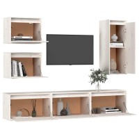 vidaXL TV Stands 6 Pcs White Solid Wood Pine