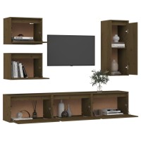 vidaXL TV Stands 6 Pcs Honey Brown Solid Wood Pine