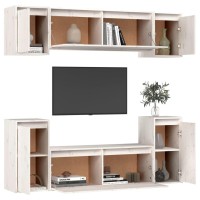 vidaXL TV Stands 6 pcs White Solid Wood Pine