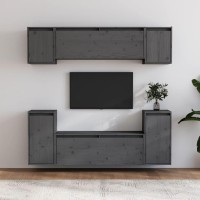 vidaXL TV Stands 6 pcs Gray Solid Wood Pine