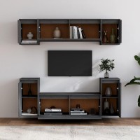 vidaXL TV Stands 6 pcs Gray Solid Wood Pine