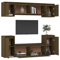 vidaXL TV Stands 6 pcs Honey Brown Solid Wood Pine