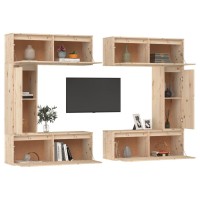 vidaXL TV Stands 6 pcs Solid Wood Pine