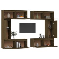 vidaXL TV Stands 6 pcs Honey Brown Solid Wood Pine