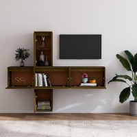 vidaXL TV Stands 5 Pcs Honey Brown Solid Wood Pine