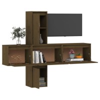 vidaXL TV Stands 5 Pcs Honey Brown Solid Wood Pine