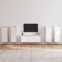 vidaXL TV Stands 5 pcs White Solid Wood Pine