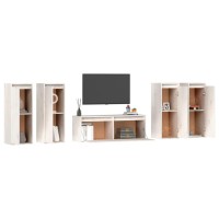 vidaXL TV Stands 5 pcs White Solid Wood Pine