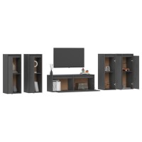 vidaXL TV Stands 5 pcs Gray Solid Wood Pine