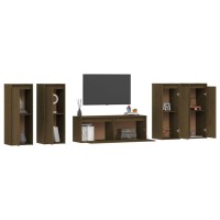 vidaXL TV Stands 5 pcs Honey Brown Solid Wood Pine