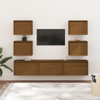 vidaXL TV Stands 7 Pcs Honey Brown Solid Wood Pine