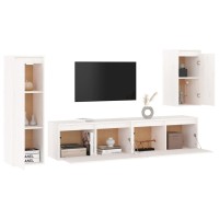 vidaXL TV Stands 4 Pcs White Solid Wood Pine