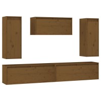 vidaXL TV Stands 5 pcs Honey Brown Solid Wood Pine