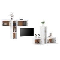 vidaXL TV Stands 6 Pcs White Solid Wood Pine