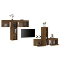 vidaXL TV Stands 6 Pcs Honey Brown Solid Wood Pine