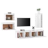 vidaXL TV Stands 5 Pcs White Solid Wood Pine