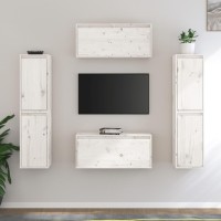 vidaXL TV Stands 6 Pcs White Solid Wood Pine