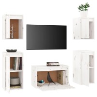 vidaXL TV Stands 5 Pcs White Solid Wood Pine