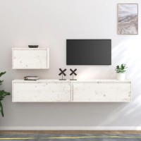 vidaXL TV Stands 3 pcs White Solid Wood Pine