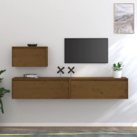 vidaXL TV Stands 3 pcs Honey Brown Solid Wood Pine