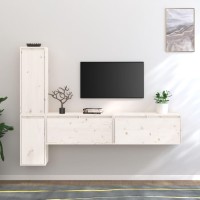 vidaXL TV Stands 4 Pcs White Solid Wood Pine