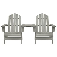 Vidaxl Patio Adirondack Chairs With Tea Table Solid Wood Fir Gray