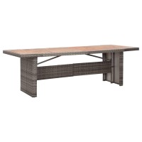 Vidaxl Patio Table 94.5X35.4X29.1 Poly Rattan And Solid Acacia Wood