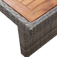 Vidaxl Patio Table 94.5X35.4X29.1 Poly Rattan And Solid Acacia Wood