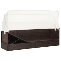 vidaXL Patio Sofa with Canopy Poly Rattan Brown