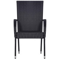 Vidaxl Stackable Patio Chairs 4 Pcs Poly Rattan Black