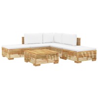 Vidaxl 6 Piece Patio Lounge Set With Cushions Solid Wood Teak
