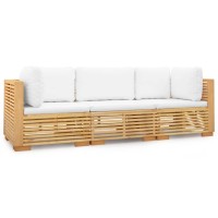 Vidaxl 3 Piece Patio Lounge Set With Cushions Solid Wood Teak
