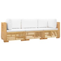 Vidaxl 3 Piece Patio Lounge Set With Cushions Solid Wood Teak