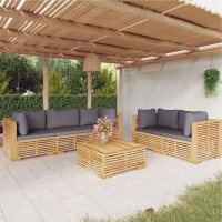 Vidaxl 6 Piece Patio Lounge Set With Cushions Solid Wood Teak