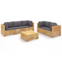 Vidaxl 6 Piece Patio Lounge Set With Cushions Solid Wood Teak