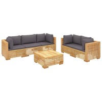 Vidaxl 6 Piece Patio Lounge Set With Cushions Solid Wood Teak