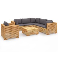 Vidaxl 7 Piece Patio Lounge Set With Cushions Solid Wood Teak