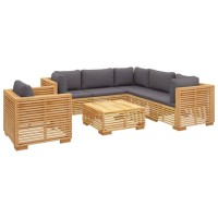 Vidaxl 7 Piece Patio Lounge Set With Cushions Solid Wood Teak