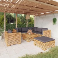 vidaXL 8 Piece Patio Lounge Set with Cushions Solid Wood Teak