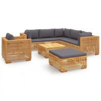 vidaXL 8 Piece Patio Lounge Set with Cushions Solid Wood Teak