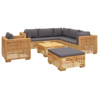 vidaXL 8 Piece Patio Lounge Set with Cushions Solid Wood Teak