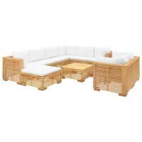 vidaXL 10 Piece Patio Lounge Set with Cushions Solid Wood Teak