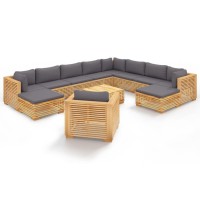 vidaXL 12 Piece Patio Lounge Set with Cushions Solid Wood Teak